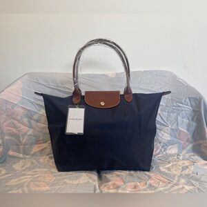 NWT Medium Longchamp Le Pliage Office Handbag Navy Canvas Tablet Shoulder Tote M